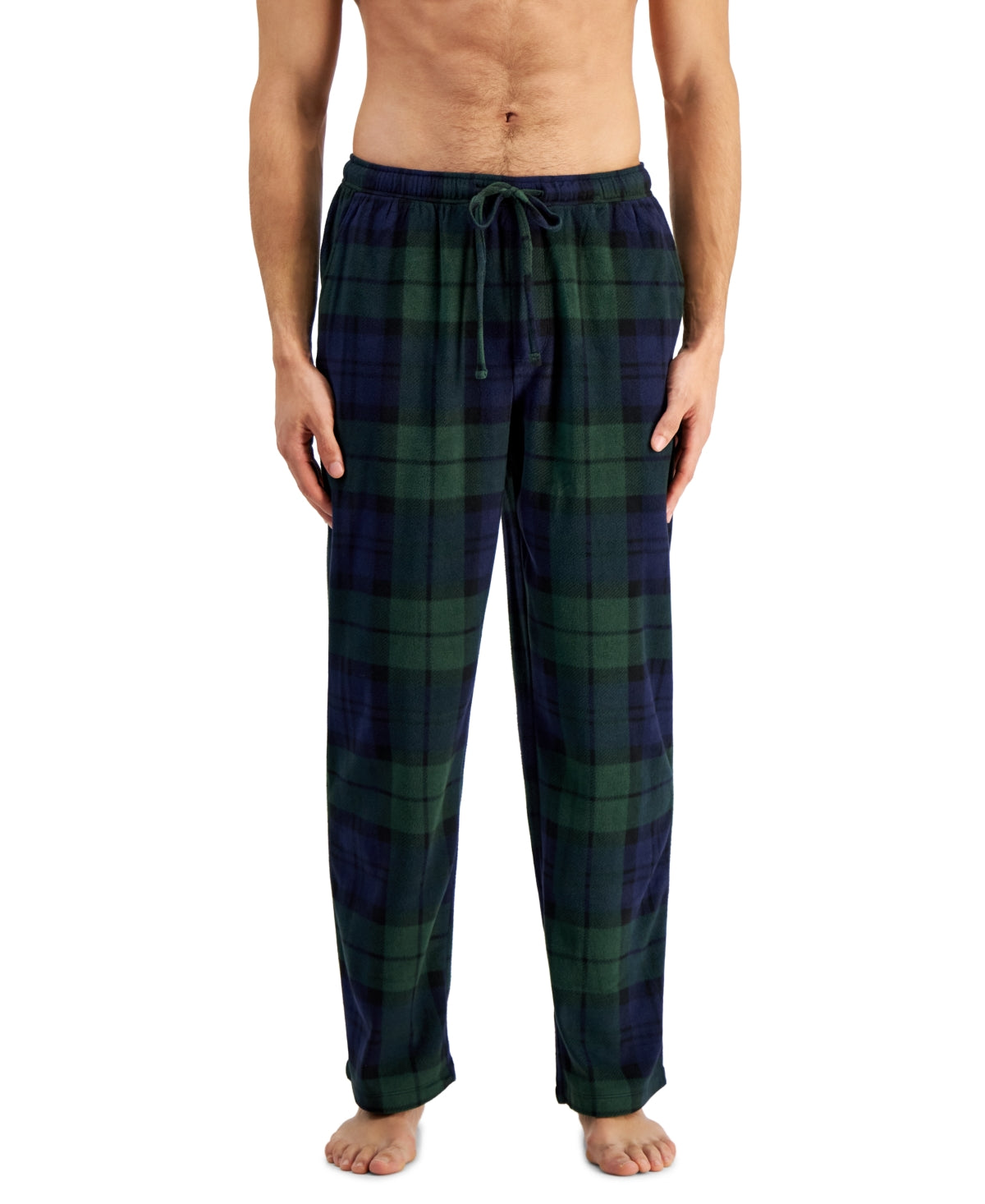 Club Room Fleece Pajama Pants Navy Blue Green  Plaid XL