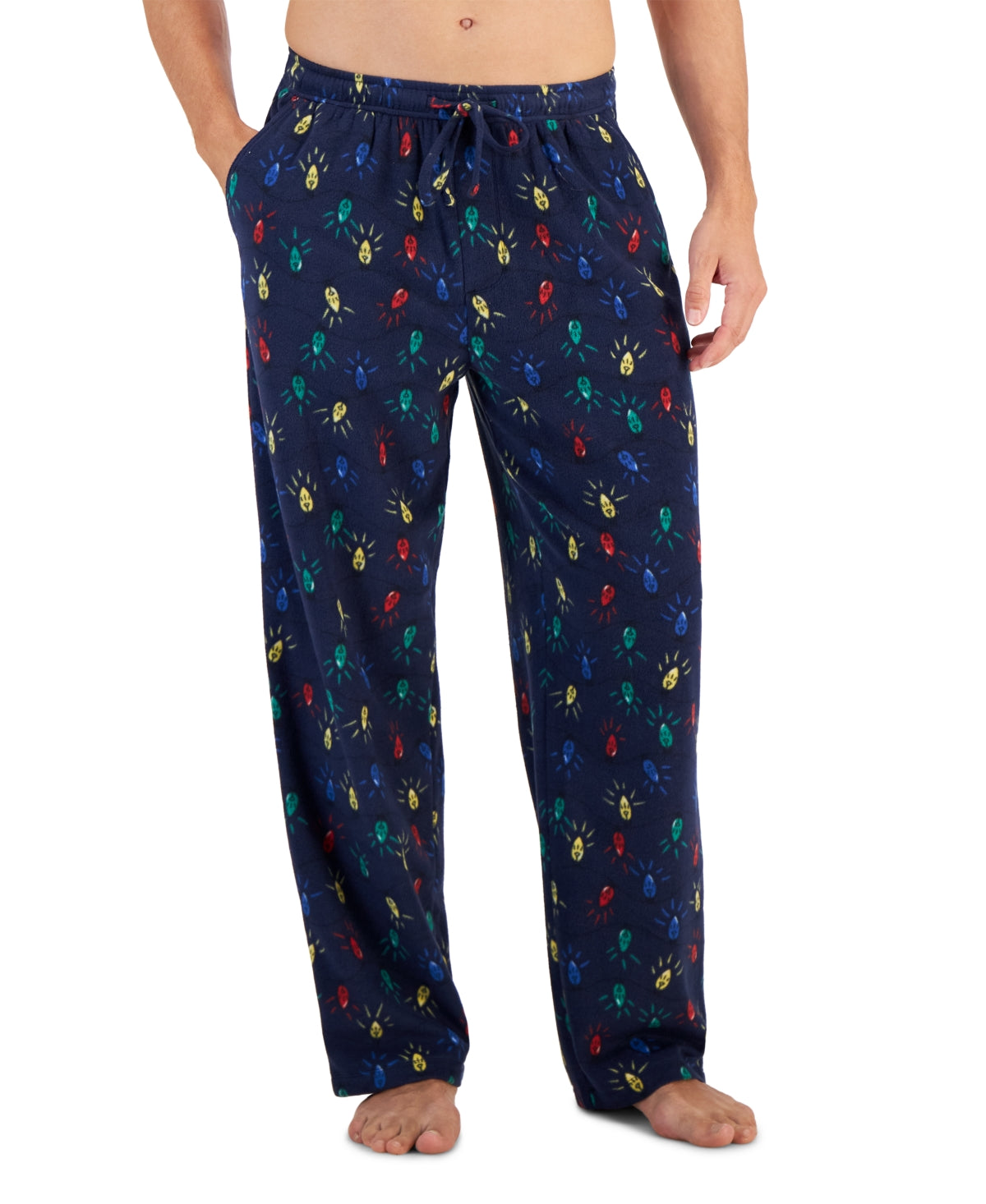 Club Room Men's Fleece Pajama Pants Holiday Lights Blue Large