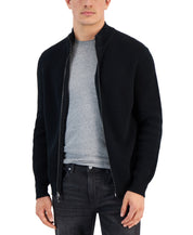 Alfani Mens Regular fit Long Sleeve Full Zip Sweater XL Mock Neck Black Solid