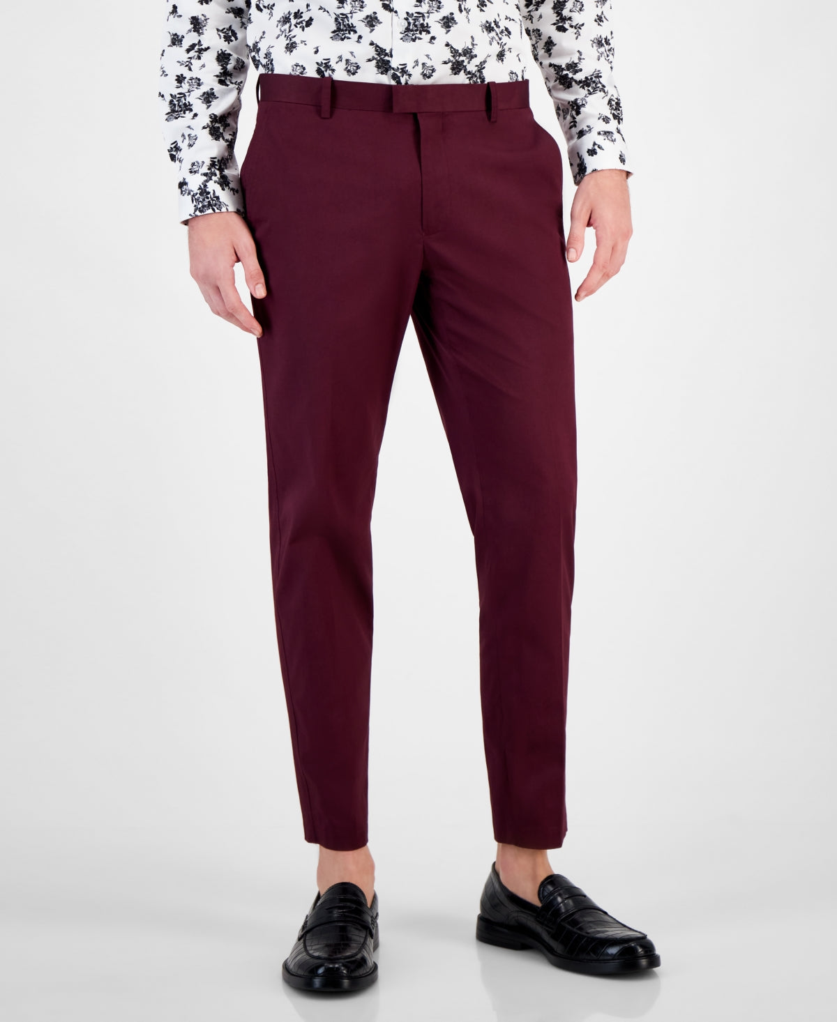 INC International Concepts Men's Slim Fit Suit Dress Pants Vintage Wine Red 34