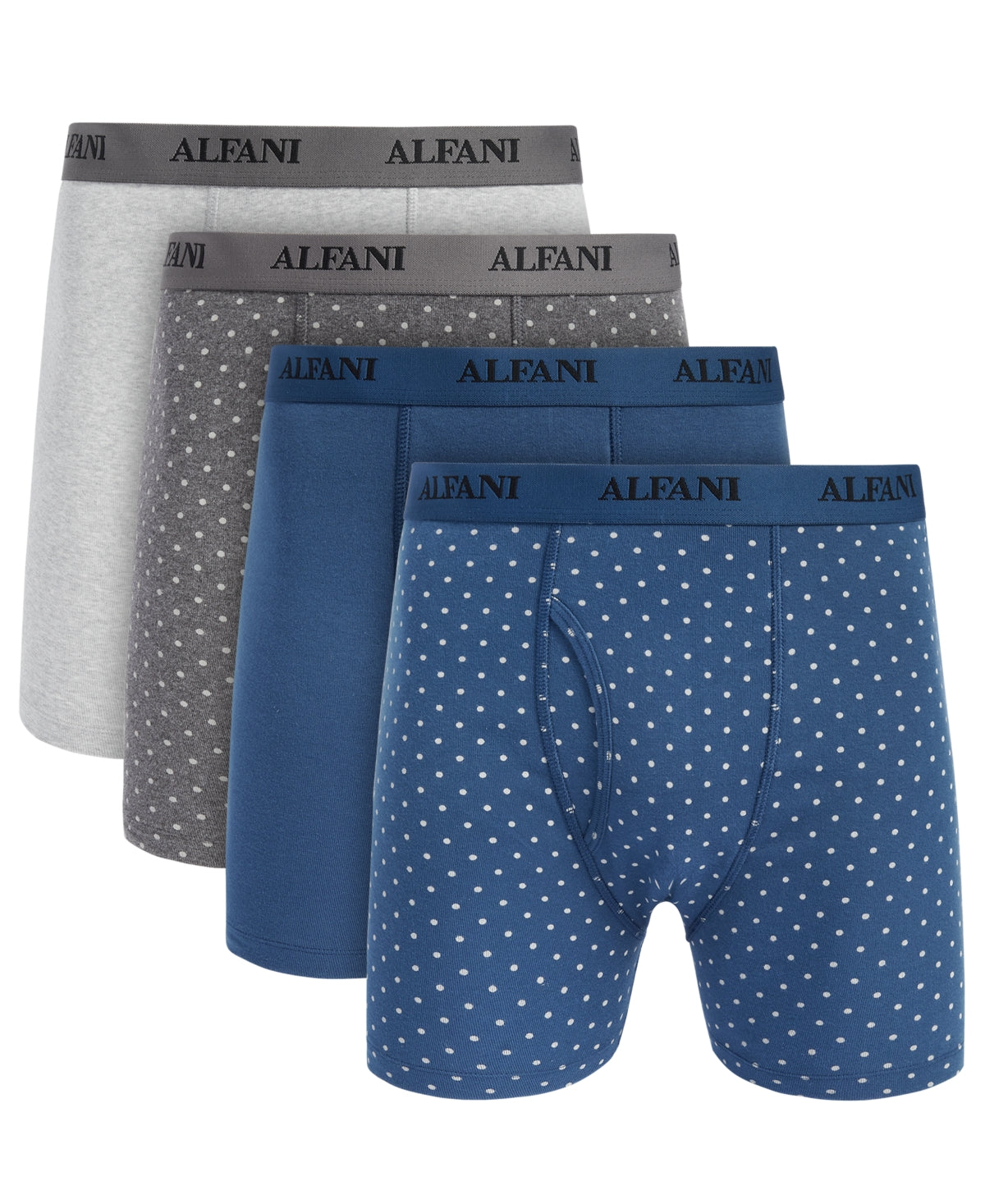 Alfani Men's 4 Pack Micro Dot Boxer Briefs Underwear Indigo Dye Blue Combo XL