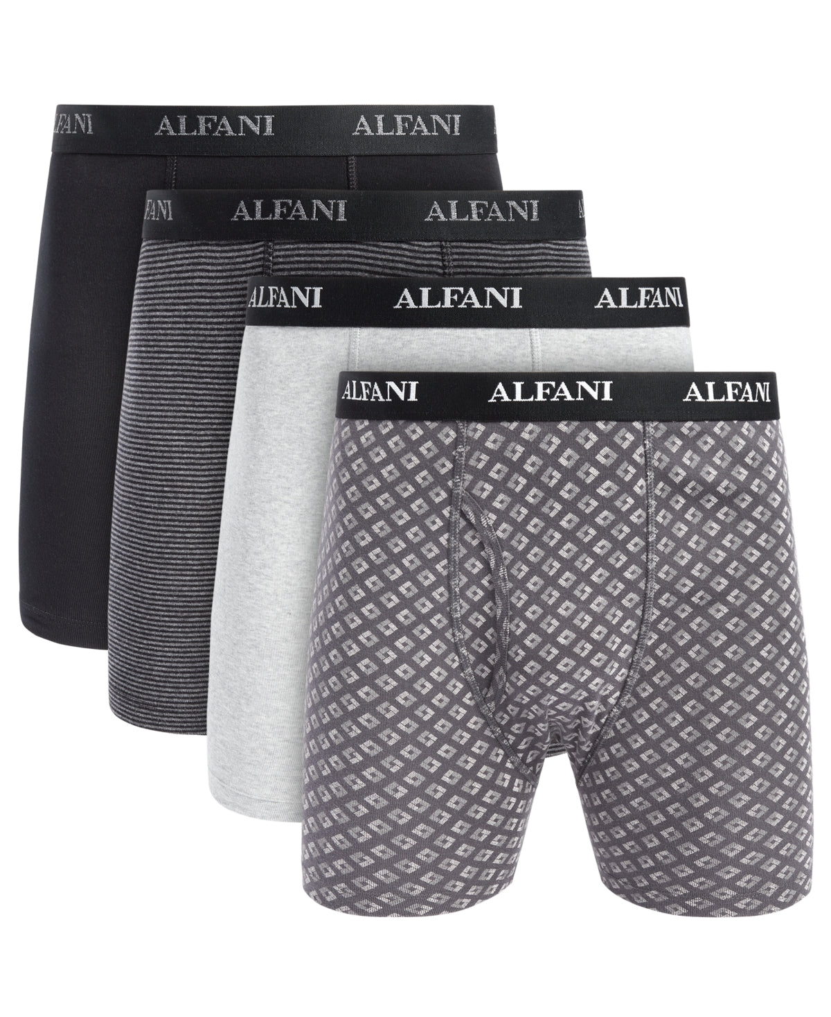 Alfani Mens 4 pk Textured Solid Boxer Briefs Grey Combo Small