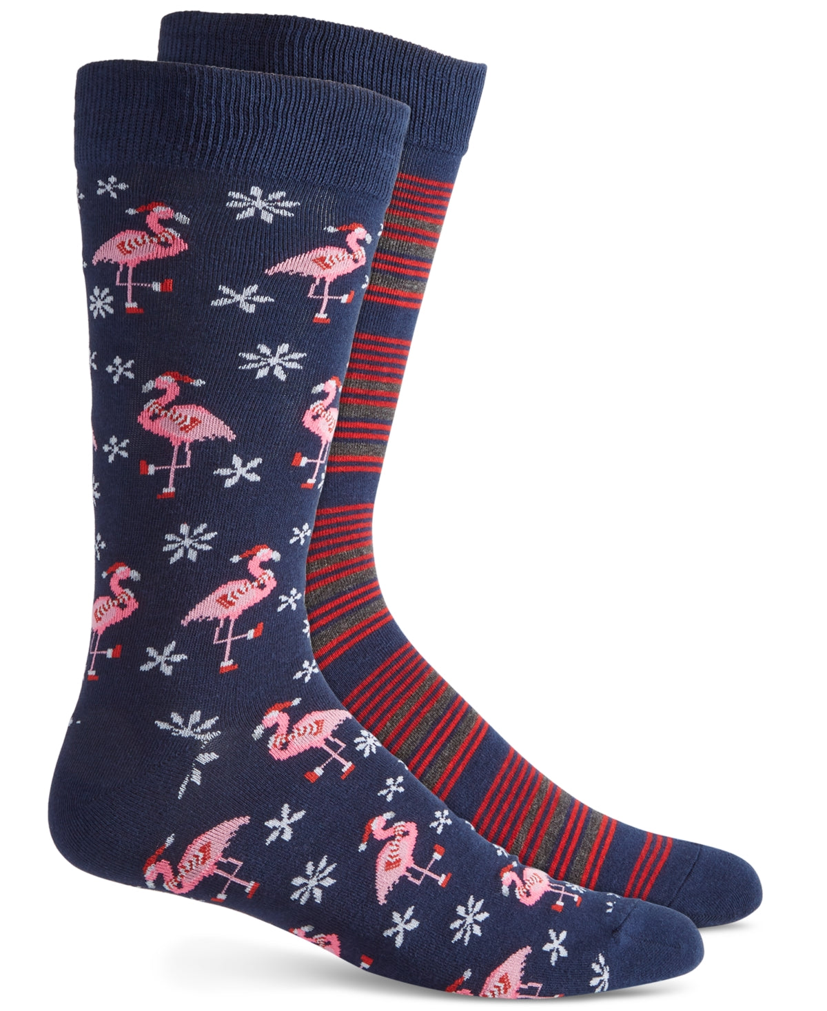 Club Room Mens Holiday Snowflake Fair Isle Navy Pink Red Crew Socks