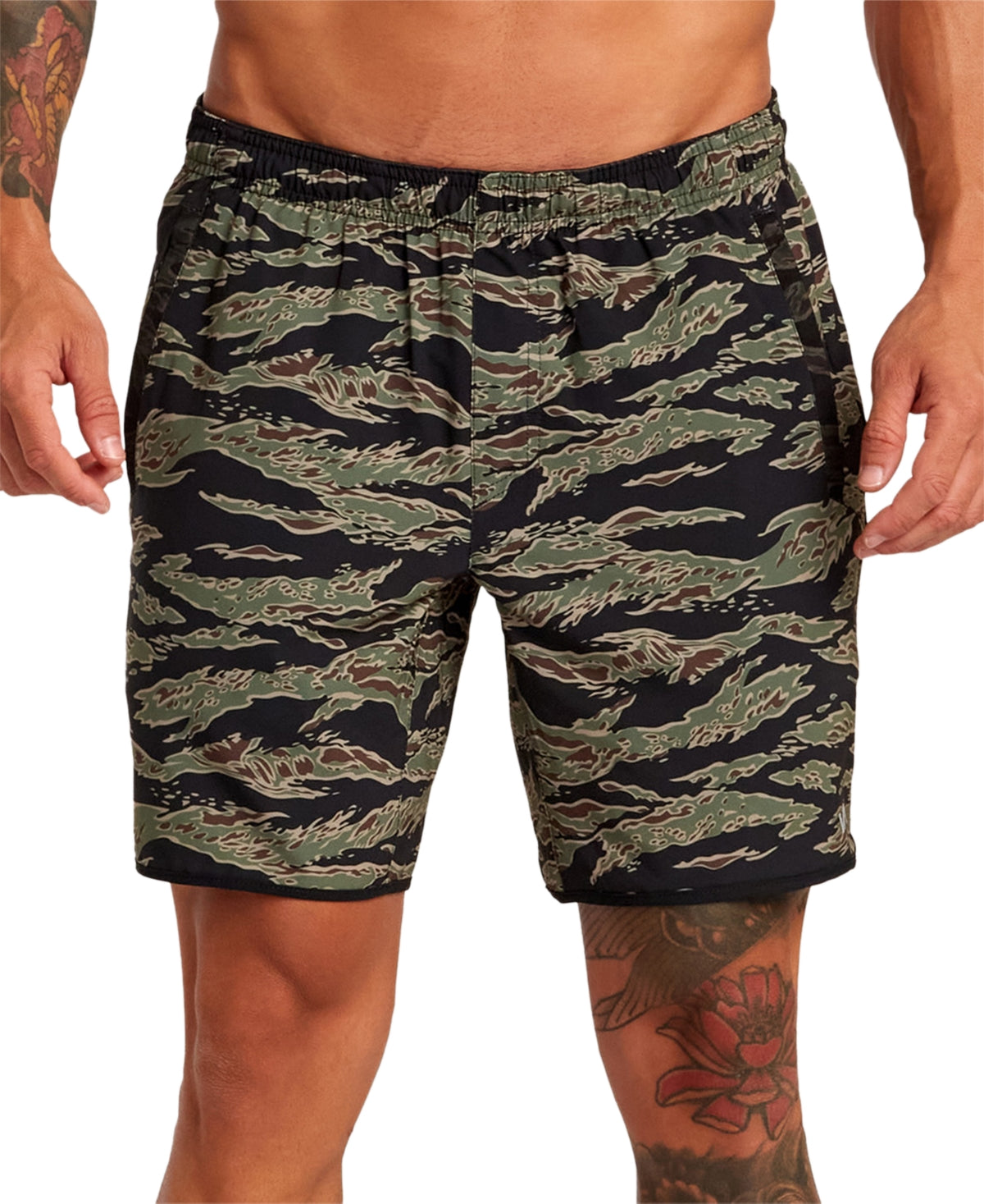 RVCA Mens Yogger Stretch 17" Shorts Camo Green Medium M