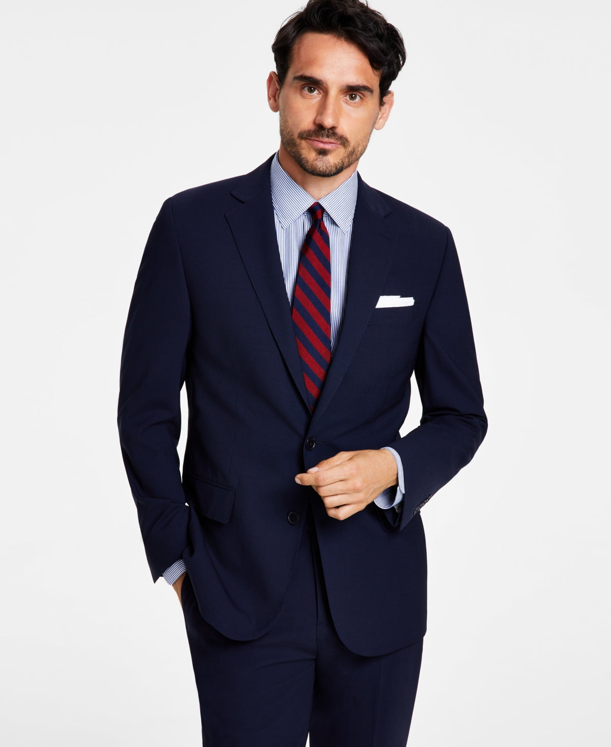 Brooks Brothers Mens Classic fit Suit Jacket Blazer 42 R Navy Blue Solid Stretch