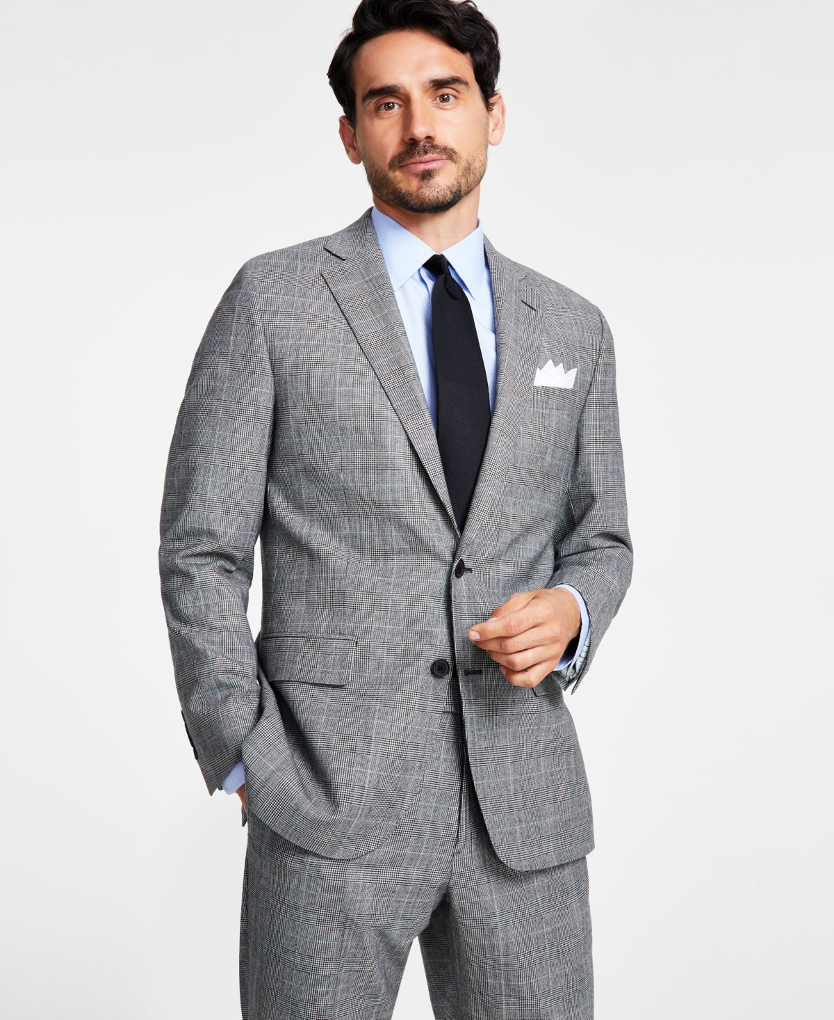 Brooks Brothers Men's Classic Fit Plaid Wool Sport Coat Blazer Grey 38R