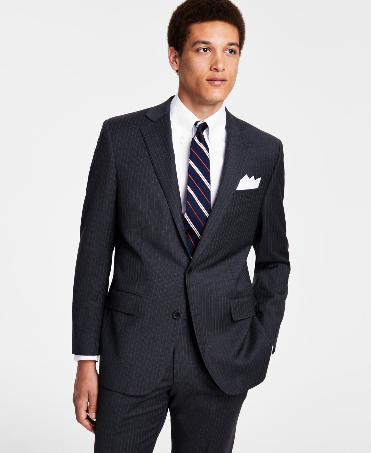 Brooks Brothers Mens Classic fit Suit Jacket Blazer 44 R Dark Grey Striped