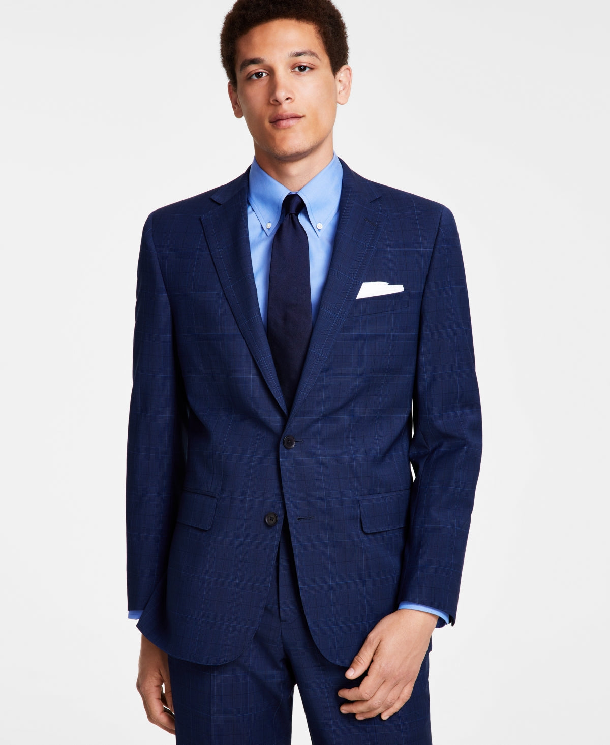 Brooks Brothers Mens Classic Fit Sport Coat Blazer Navy Plaid 42S