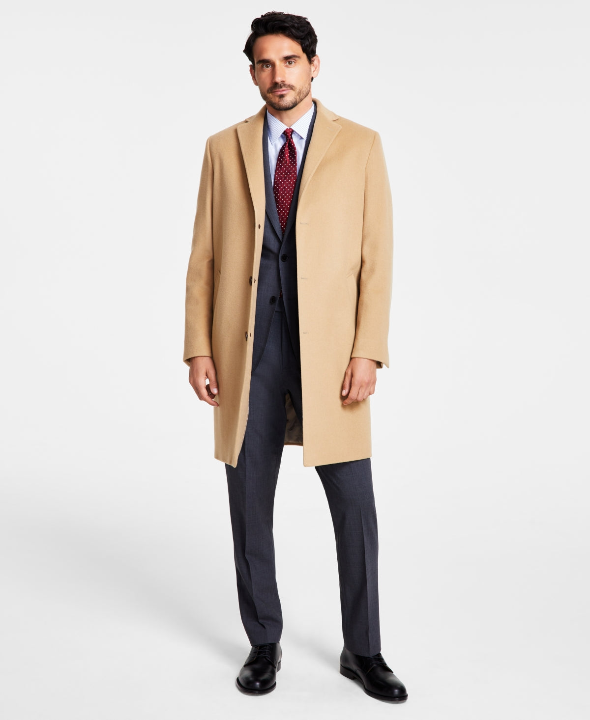 Brooks Brothers Menss Classic fit Overcoat Coat 42 L Beige Solid