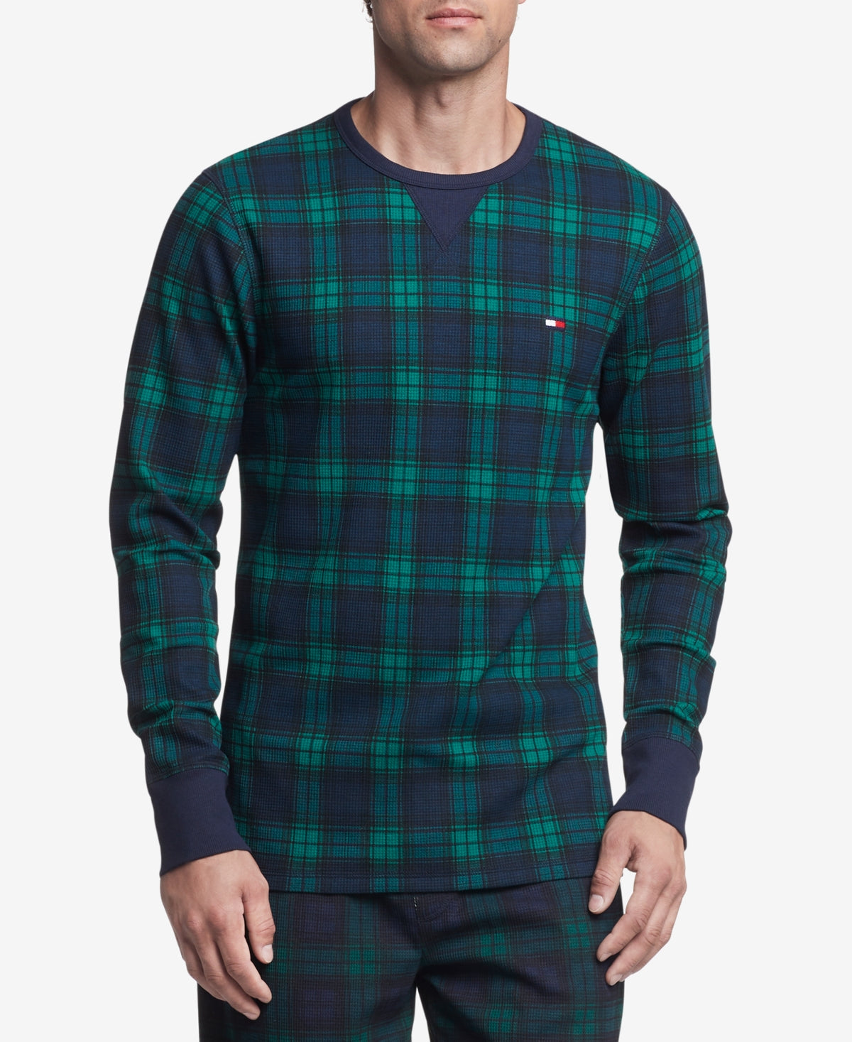 Tommy Hilfiger Men's Classic Fit Waffle Knit Pajama T Shirt Green Small