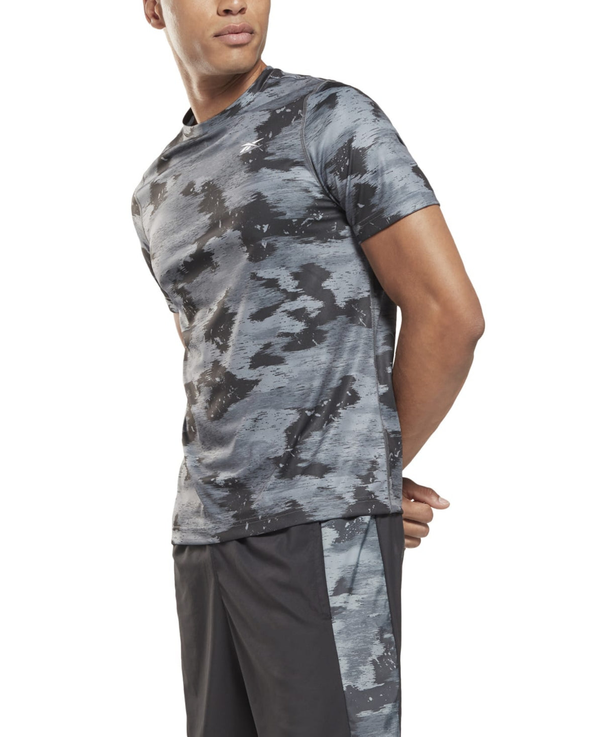 Reebok Mens Regular fit Short Sleeve T-Shirt Shirt Medium Grey Camouflage