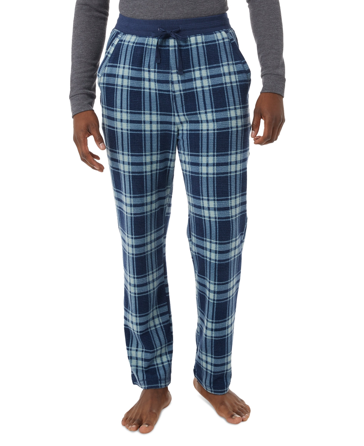 32 Degrees Men's Tapered Twill Plaid Pajama Pants Tartan Blue Small