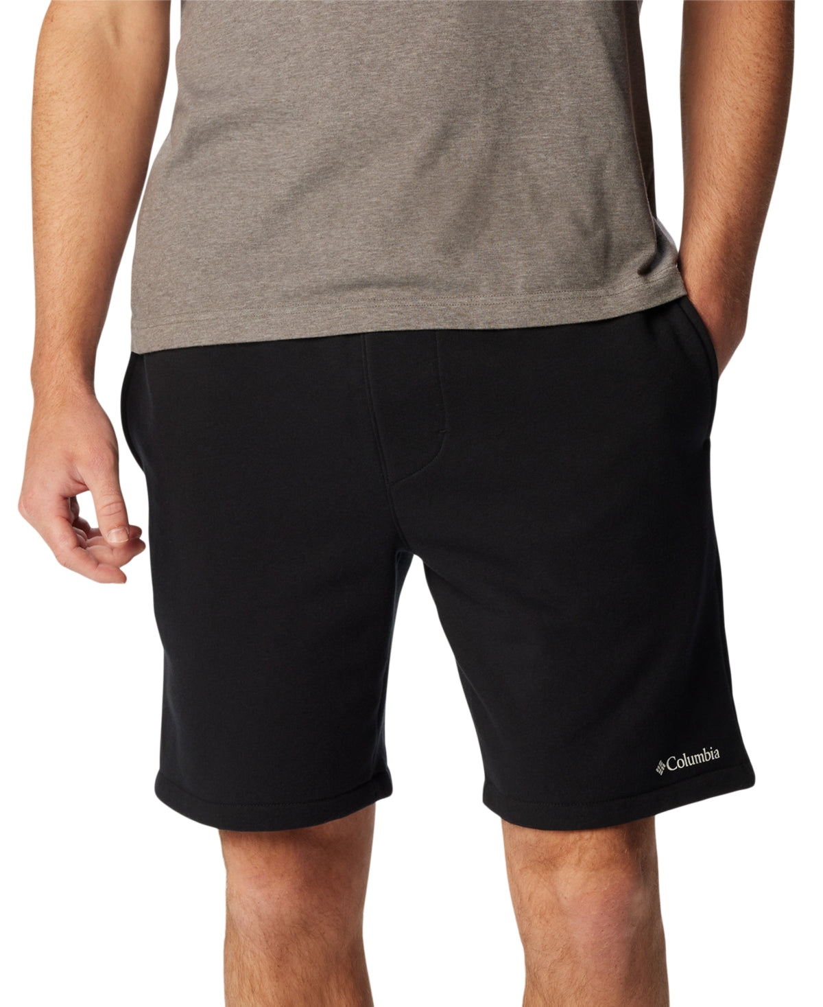 Columbia Mens Trek Relaxed Fit Logo Print Fleece Shorts Black Small