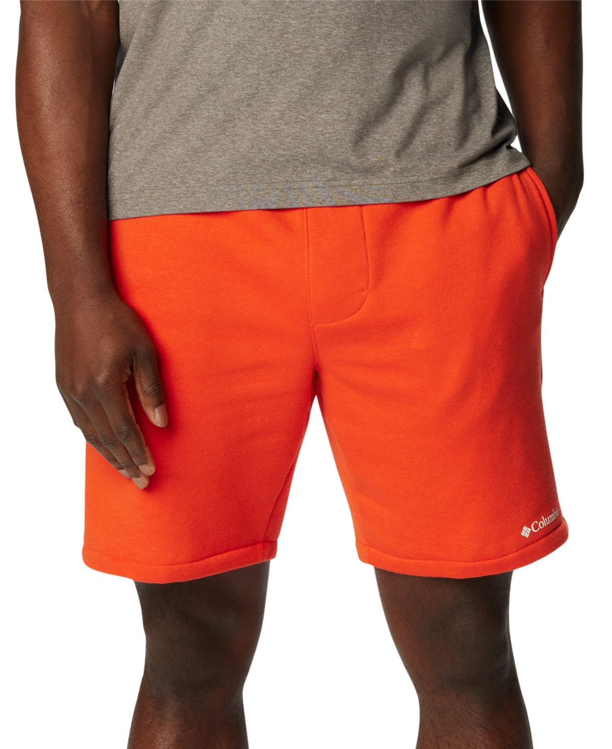 Columbia Mens Trek Relaxed Fit Logo Print Fleece Shorts Spicy Orange Small