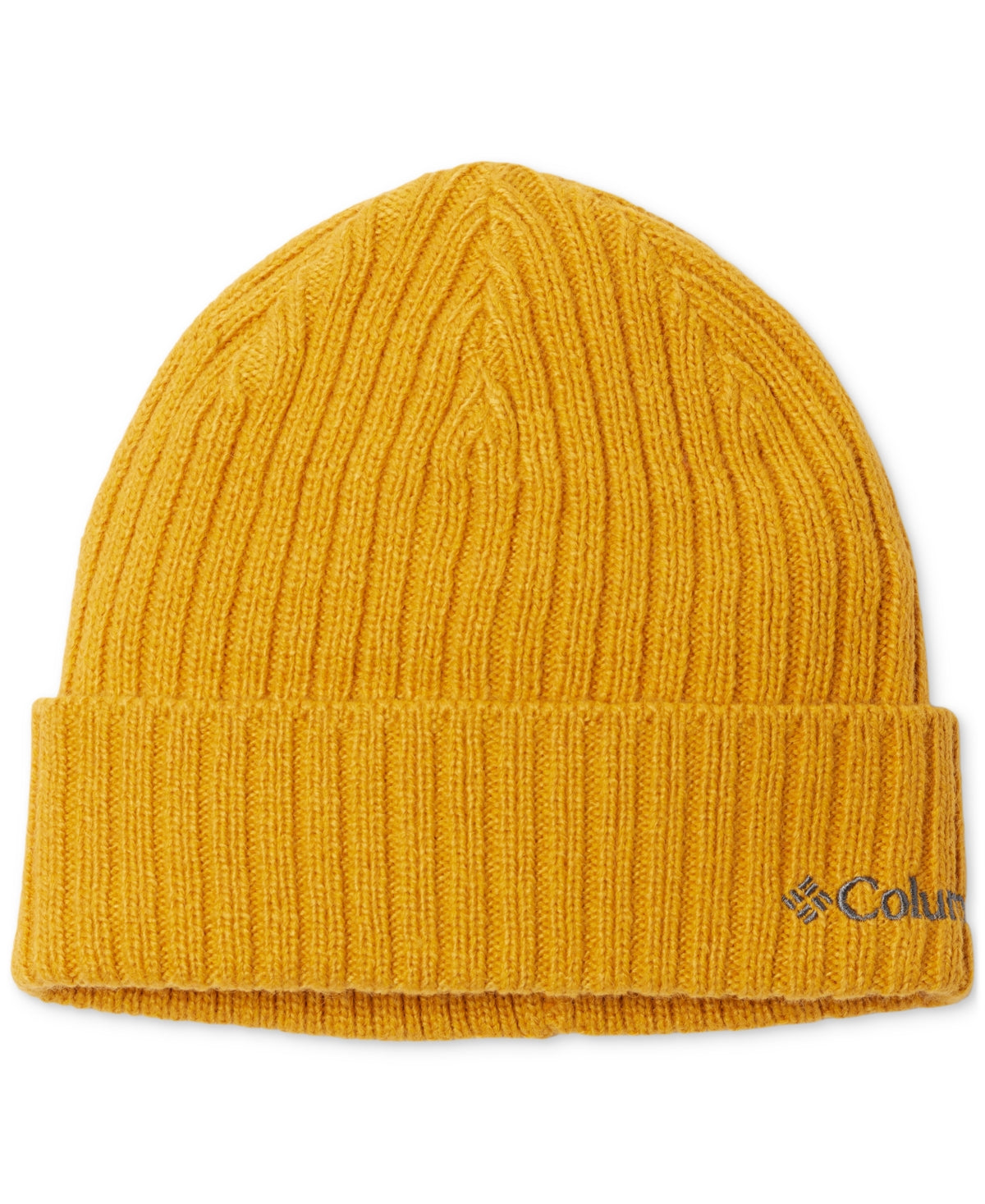 Columbia Mens Regular fit Ribbed Knit Embroidered Beanie Hat One Size Yellow