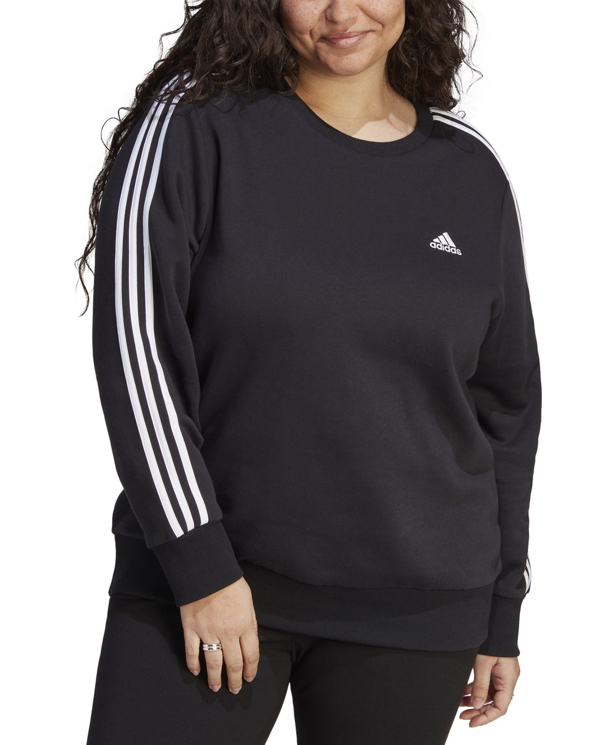 Adidas Women Regular fit Long Sleeve Crewneck Sweatshirt 2X Black Solid