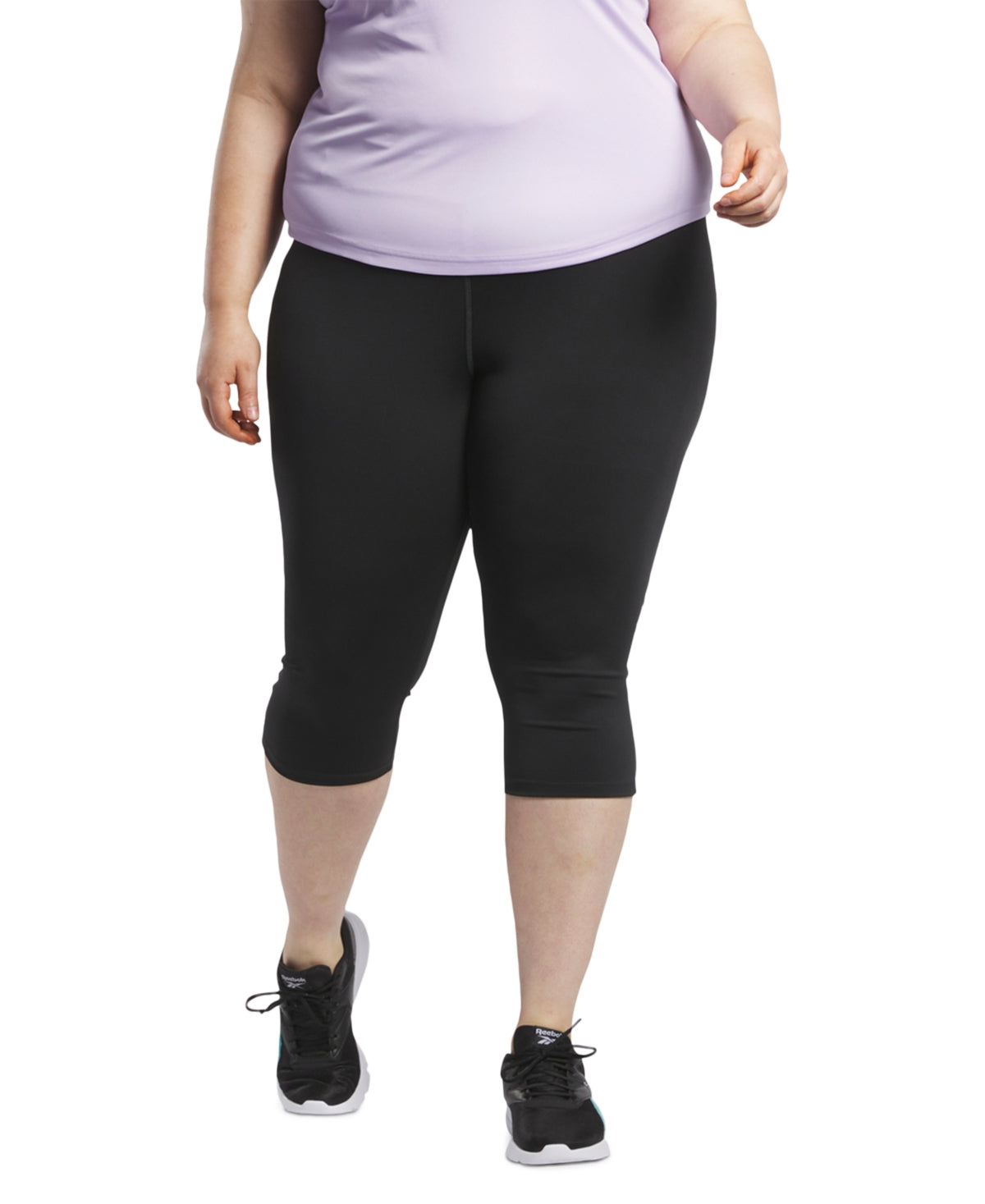 Reebok Womens Regular fit Capri Tights Leggings 2X Black Solid