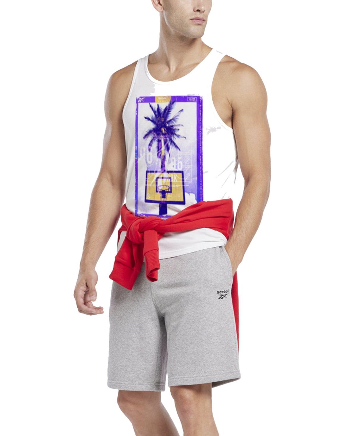 Reebok Men Regular fit Sleeveless Tank Top Shirt Small White