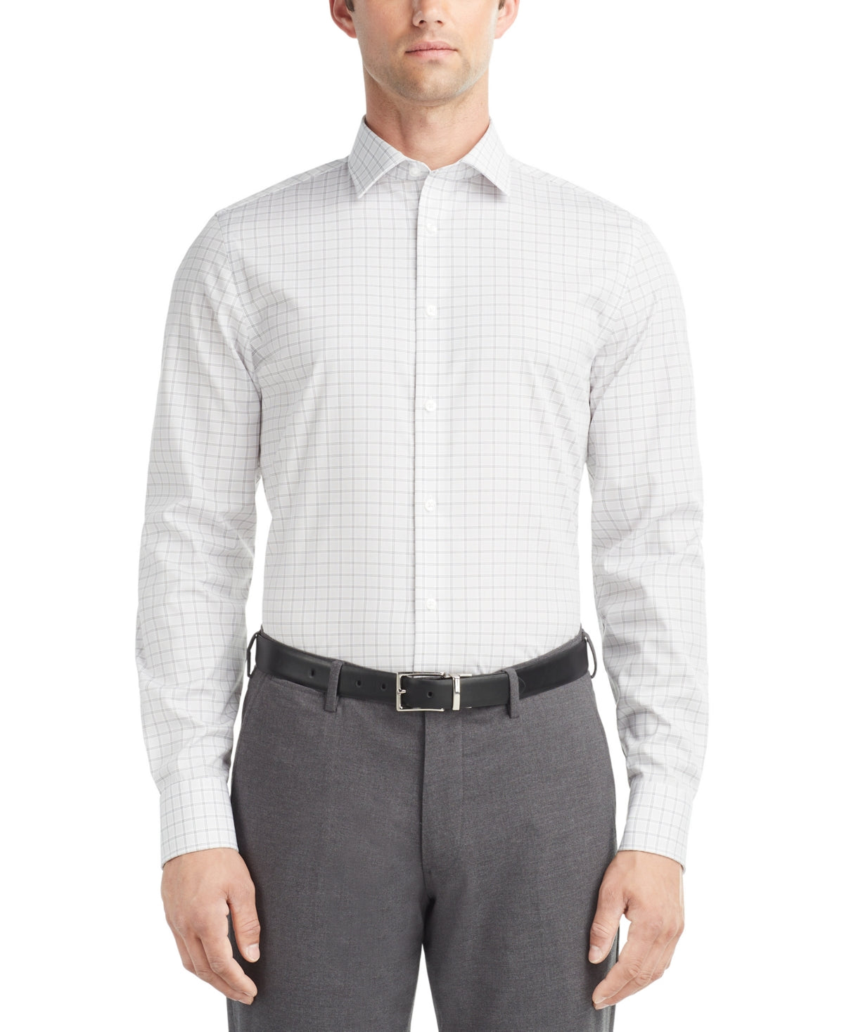 Calvin Klein Men Slim fit Dress Shirt Medium 15.5 in 32-33 Grey Plaid