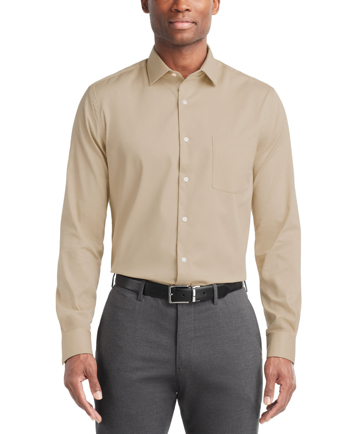 Van Heusen Men's Stain Shield Regular Fit Dress Shirt Buff 15 15.5 34 35