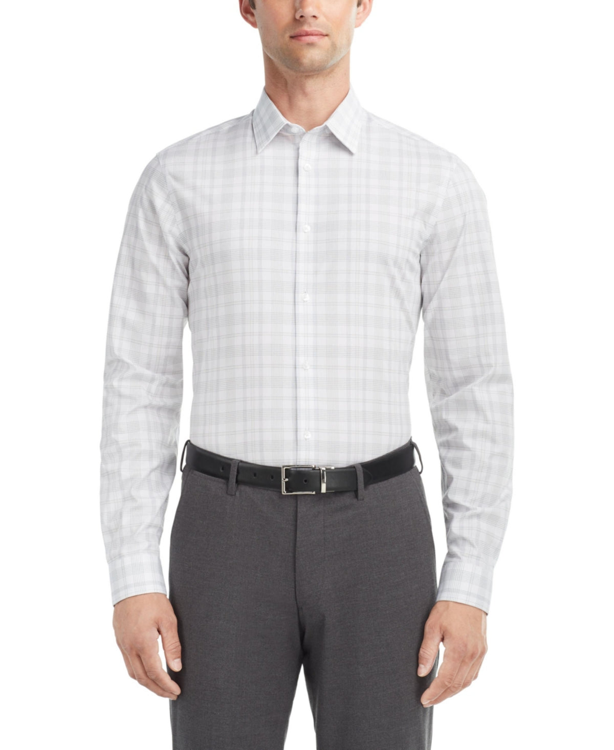 Calvin Klein Men Slim fit Dress Shirt Large 16.5 in 36-37 Blue Plaid