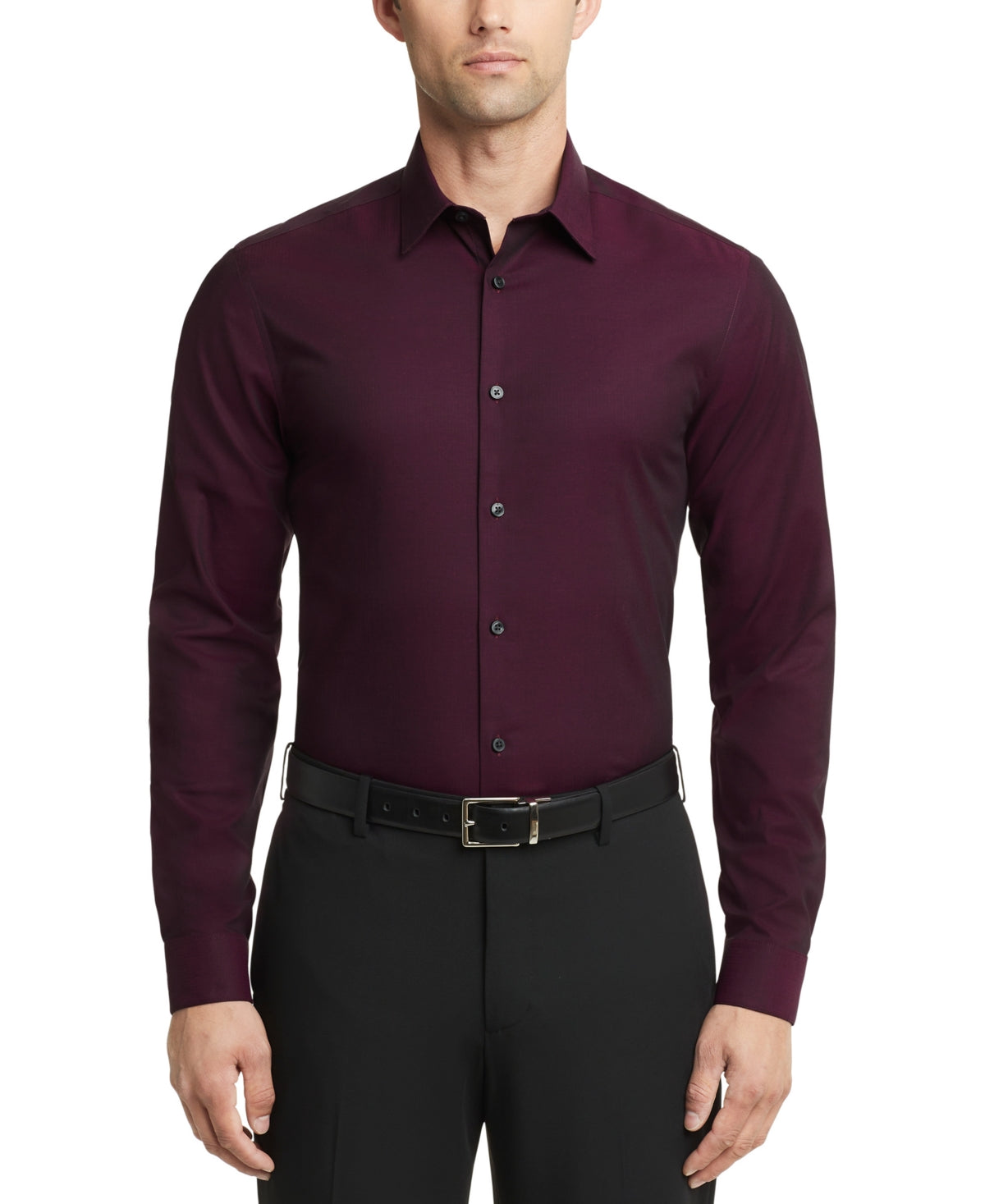 Calvin Klein Men Slim fit Dress Shirt Large 16.5 in 32-33 Red Solid