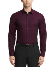 Calvin Klein Mens Slim fit Dress Shirt Large 16 in 32-33 Burgundy Red Solid