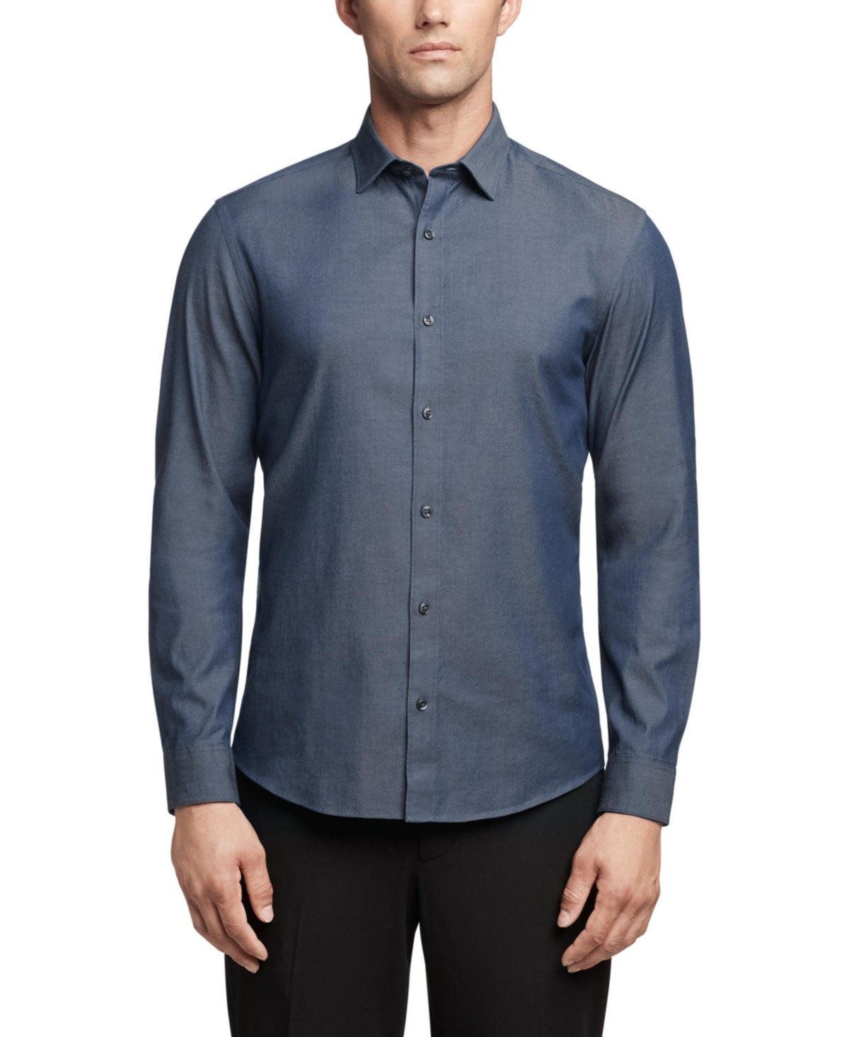 Calvin Klein Men Slim fit Dress Shirt Medium 15 in 34-35 Blue Solid
