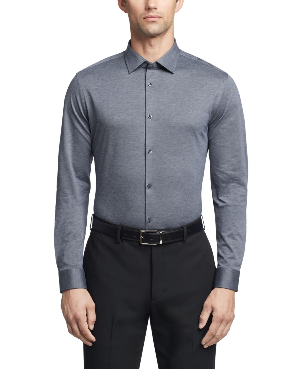Calvin Klein Mens Slim fit Dress Shirt XXL 18 in 34-35 Navy Blue Solid