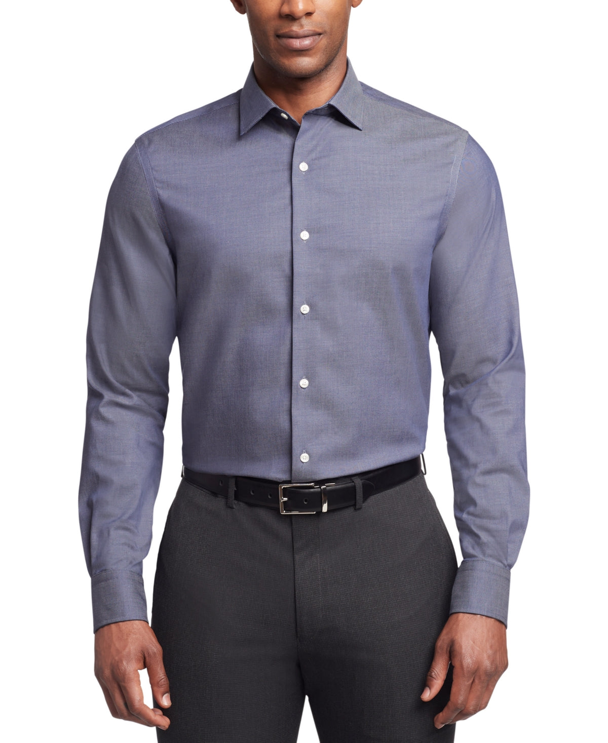 Tommy Hilfiger Mens Regular fit Dress Shirt XL 17.5 in 36-37 Navy Blue Solid