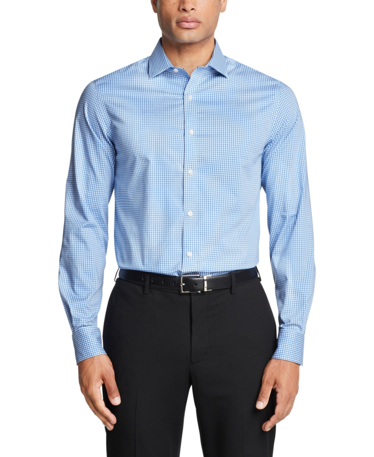 Tommy Hilfiger Mens Regular fit Dress Shirt XL 17.5 in 32-33 Blue Check