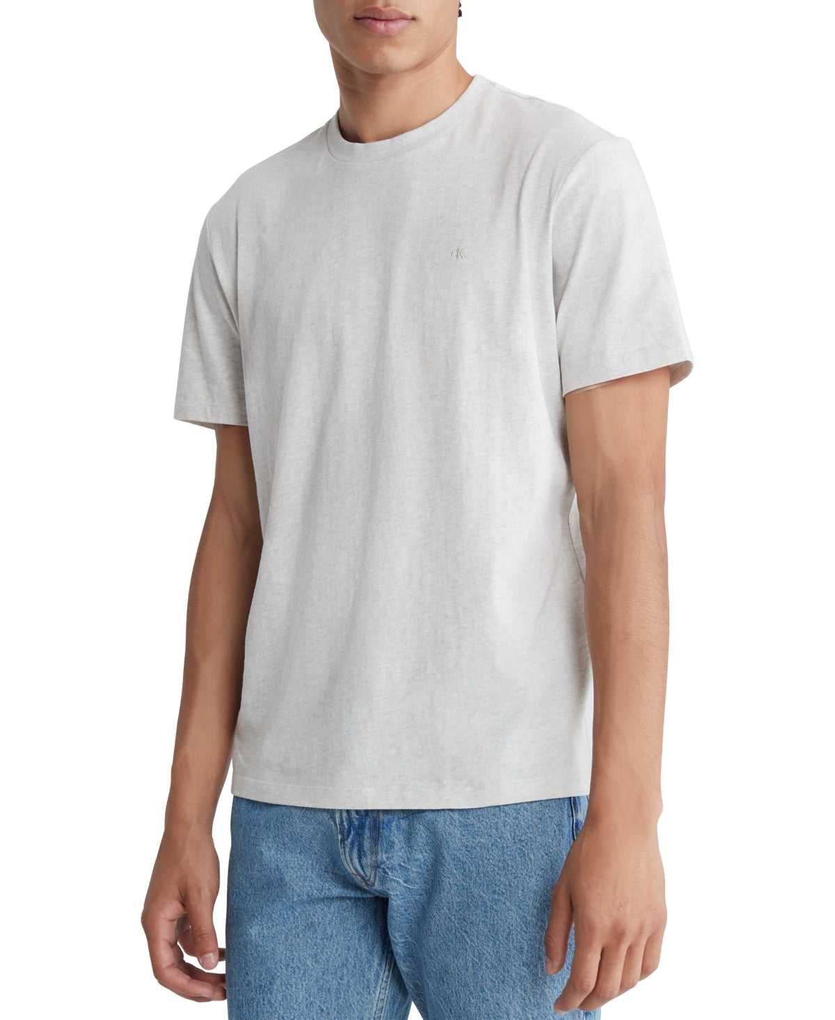 Calvin Klein Mens Classic fit Short Sleeve T-Shirt Shirt XL Light Grey Solid