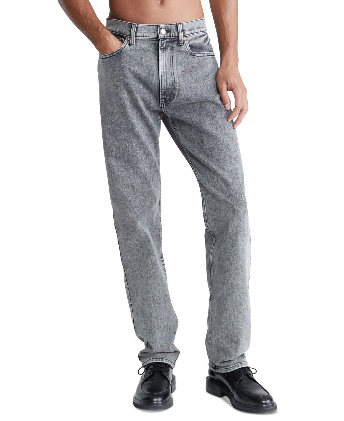Calvin Klein Men's Standard Straight Fit Stretch Jeans Oyster Grey 33 x 32