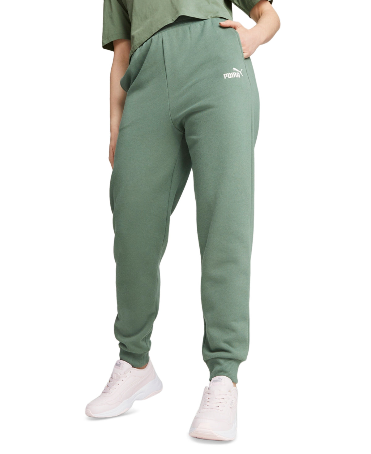 Puma Womens Regular fit Sweatpants Pants XL Green Solid