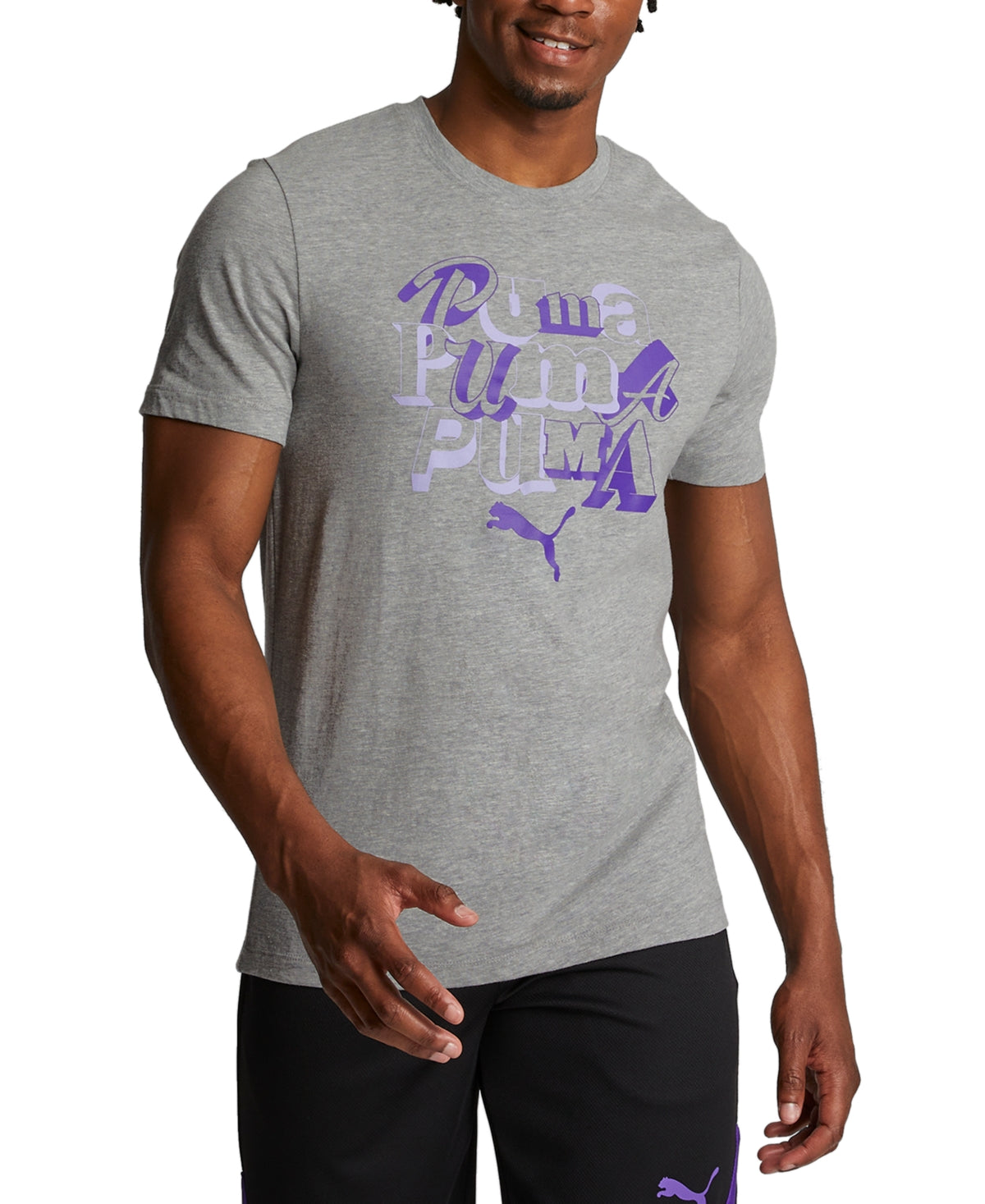 Puma Mens Trash Talk Logo Graphic Short Sleeve T Shirt Light Gray Heather XL