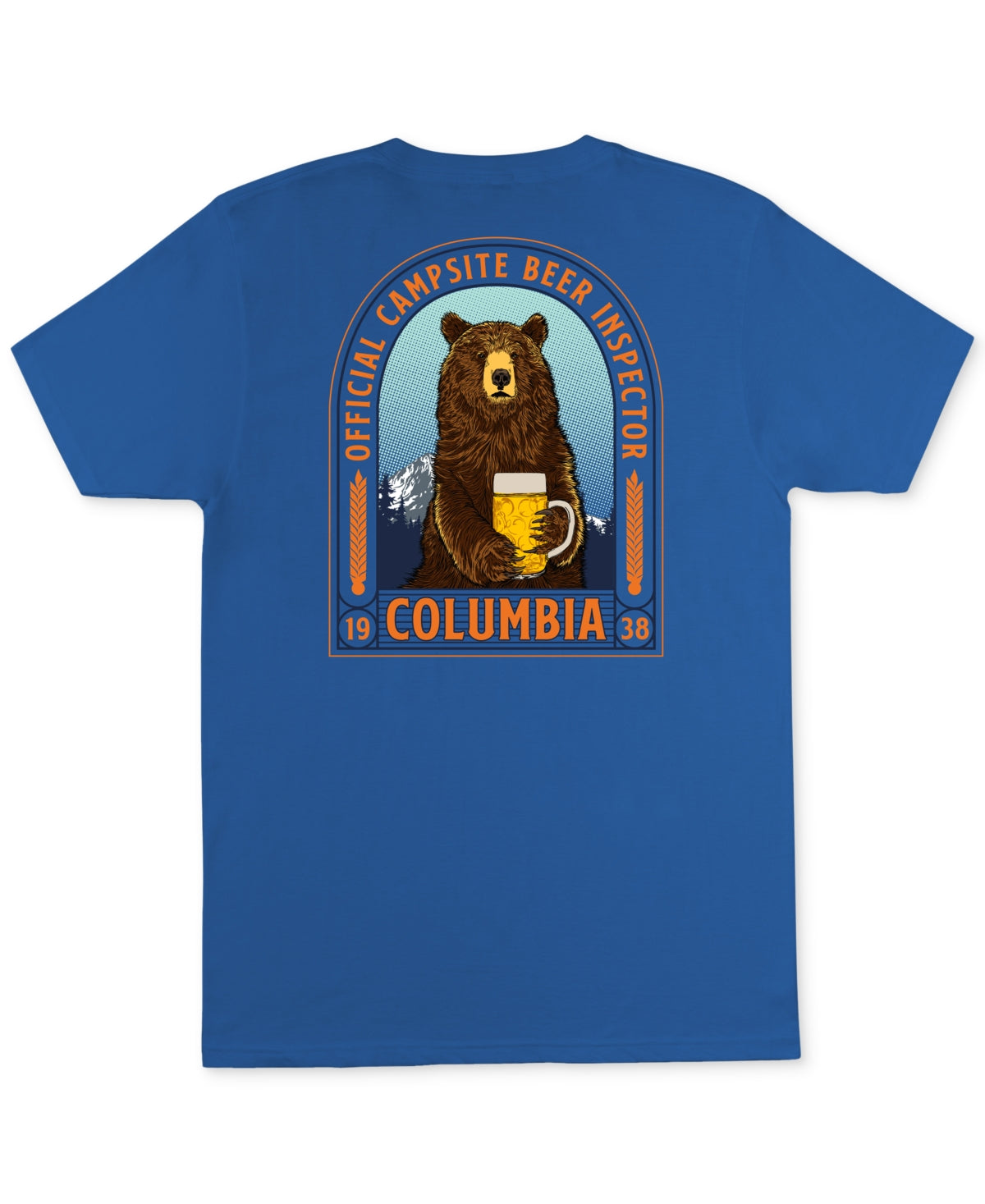 Columbia Mens Classic Fit Bear Logo Graphic T Shirt Vivid Blue Small
