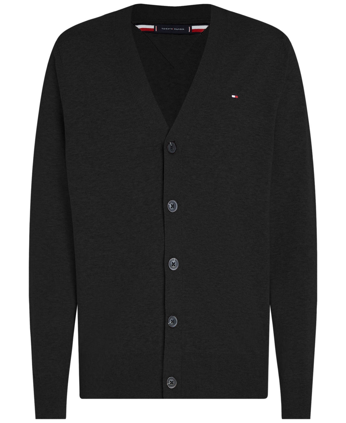 Tommy Hilfiger Mens Essential Embroidered Logo Cardigan Sweater  Black XL