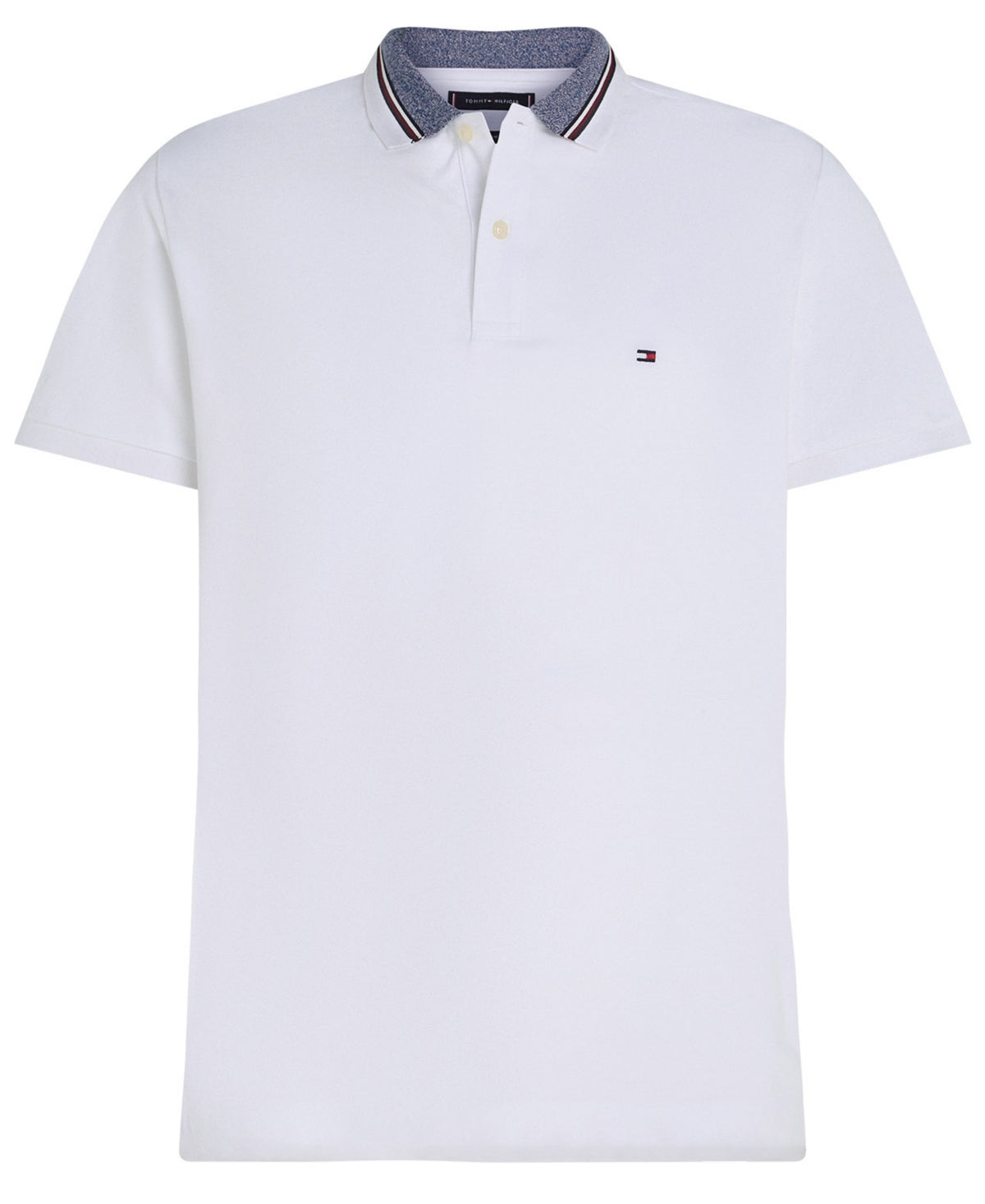 Tommy Hilfiger Men's Regular Fit Mouline Collar Pique Polo Shirt White Large