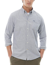 Barbour Men's Turner Tailored Fit Houndstooth Button Down Shirt Blue Large