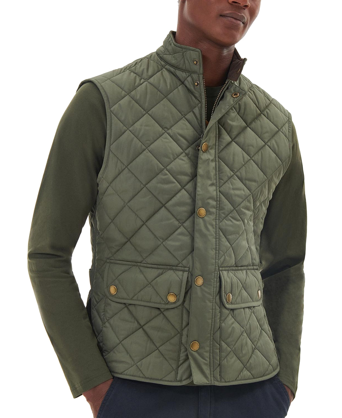 Barbour Men's Lowerdale Quilted Vest Coat Dusty Olive Green XL