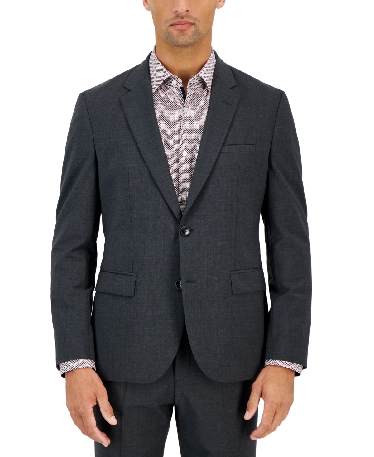 Hugo by Hugo Boss Men's Modern-Fit Solid Wool-Blend Suit Jacket 42R Dark Gray