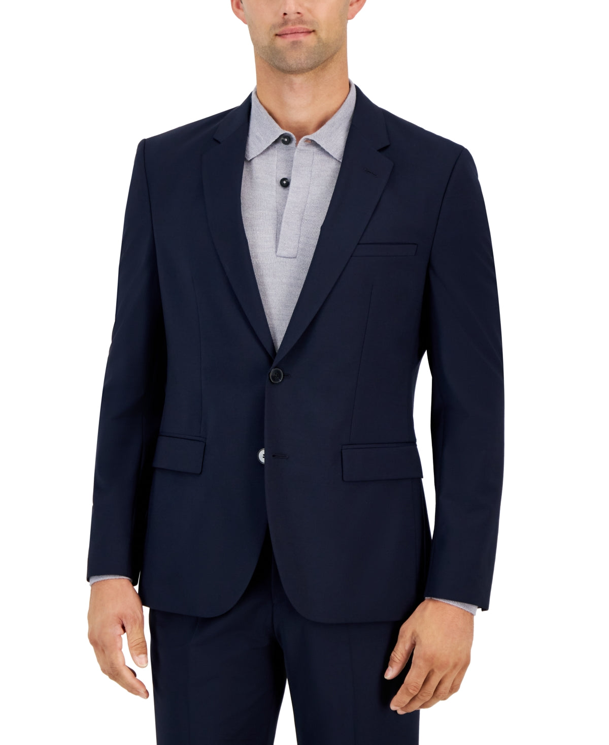 Hugo Boss Mens Modern fit Suit Jacket Blazer 46 R Navy Blue Solid
