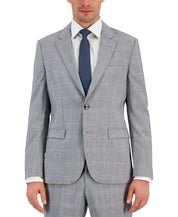 Hugo Boss Mens Modern Fit Plaid Sport Coat Blazer Grey Plaid 46R