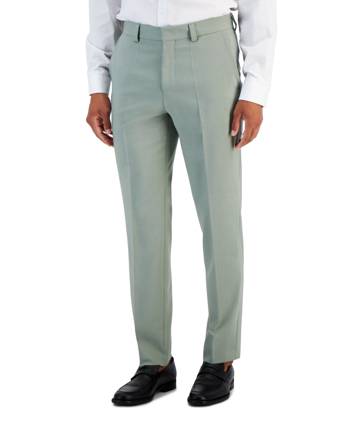 Hugo Boss Mens Modern fit Dress Pants 32 / 32 Sage Green Solid Wool