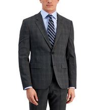 Hugo Boss Mens Modern Fit Wool Blend Sport Coat Blazer Brown Plaid 36S