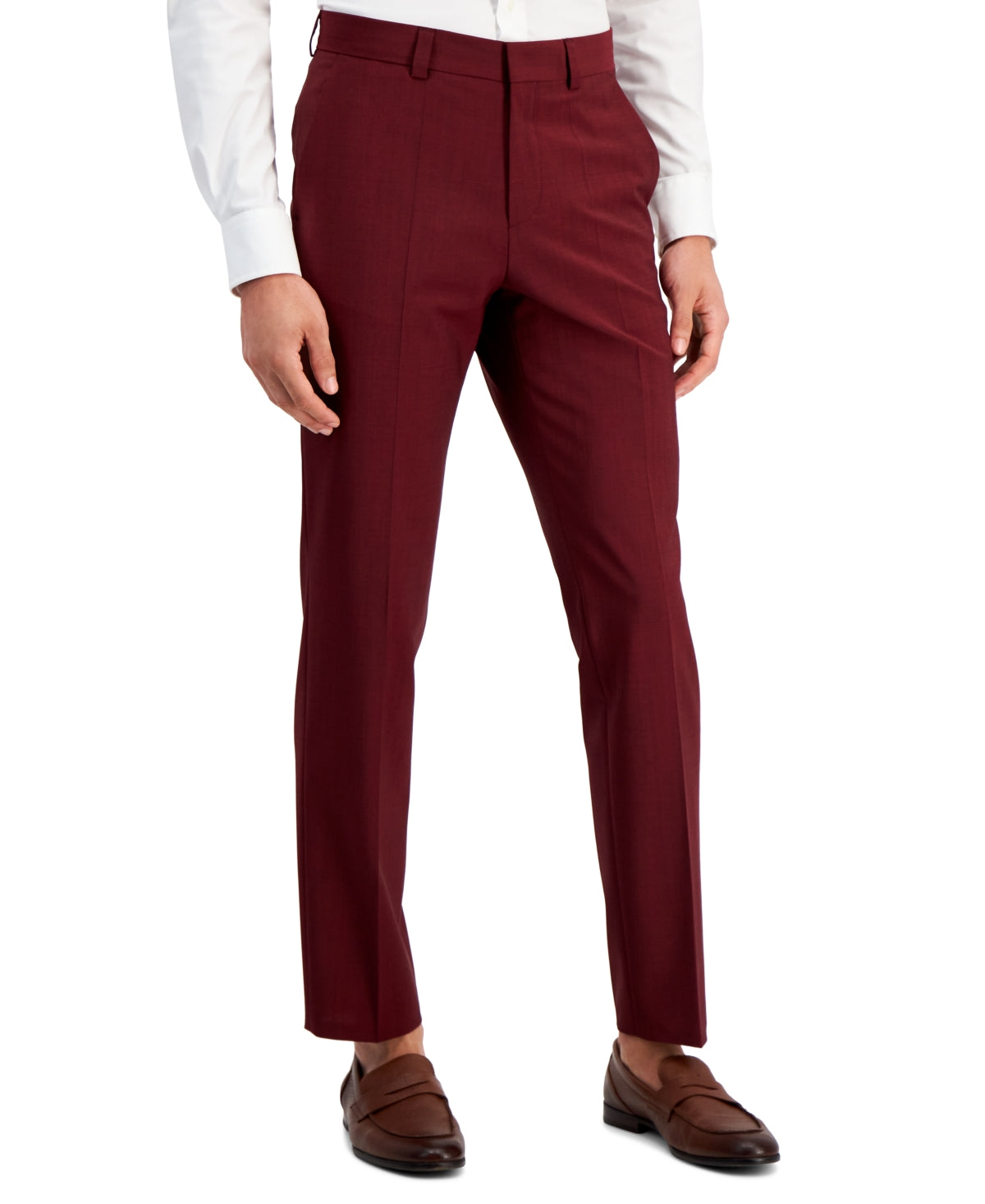 Hugo Boss Mens Modern Fit Suit Dress Pants Dark Red 36 x 32