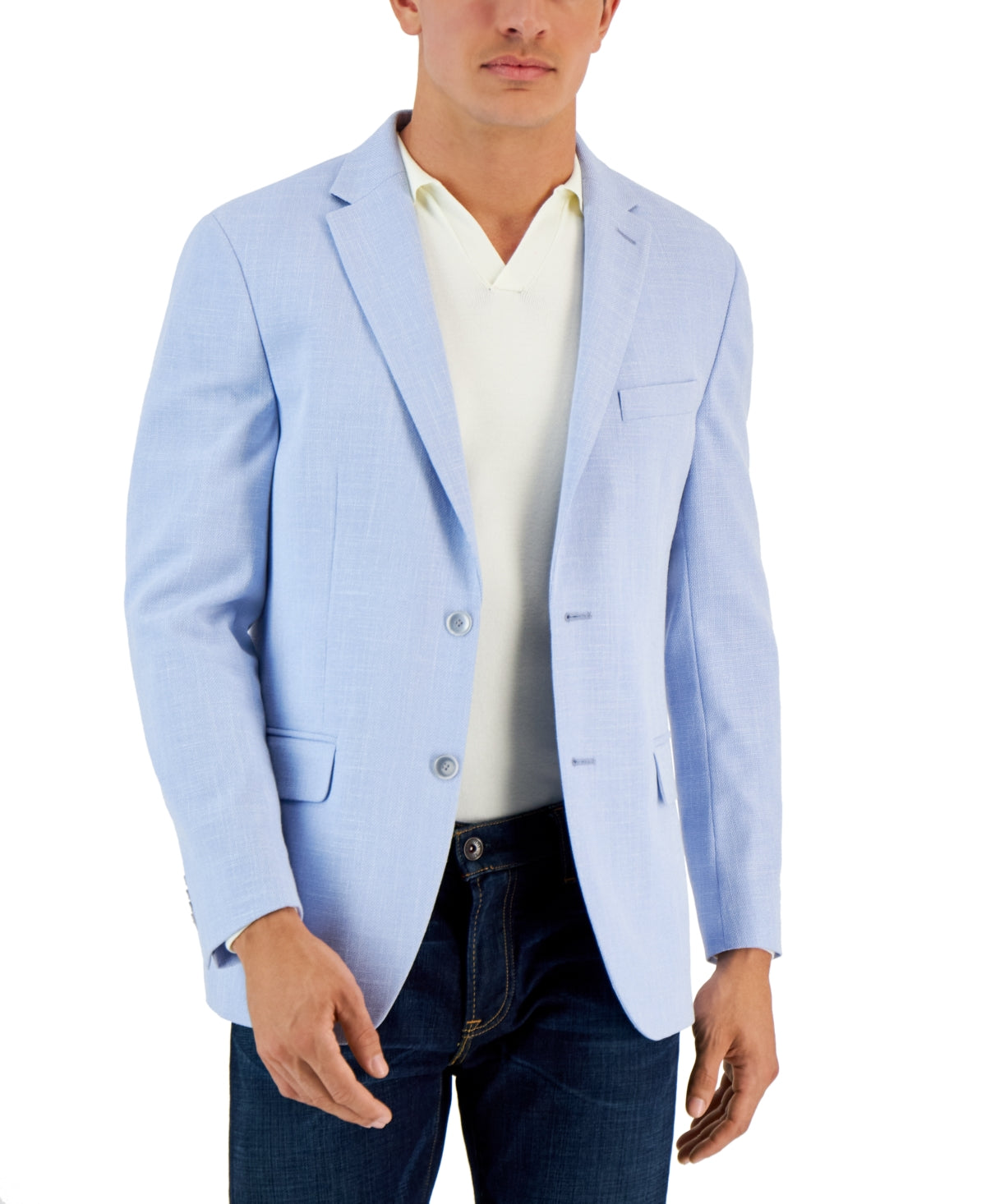 Tommy Hilfiger Mens Modern fit Sport Coat Blazer 36 R Light Blue Solid Stretch