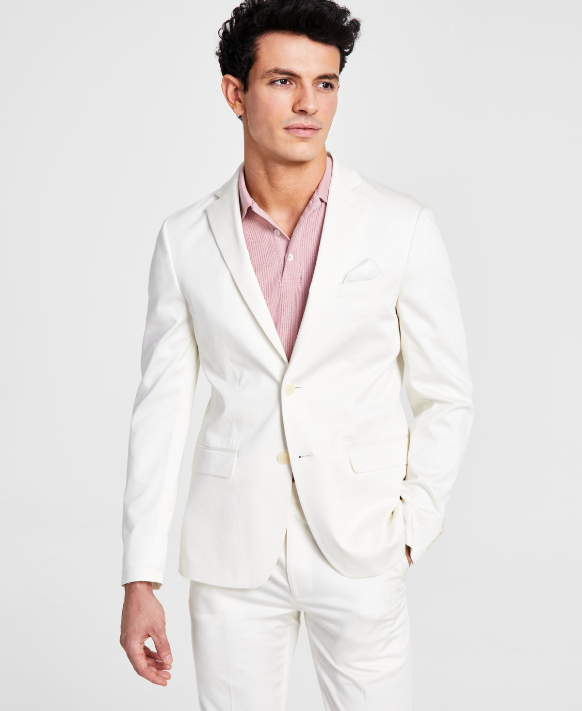 Calvin Klein Mens Slim Fit Cotton Suit Jacket White 40R