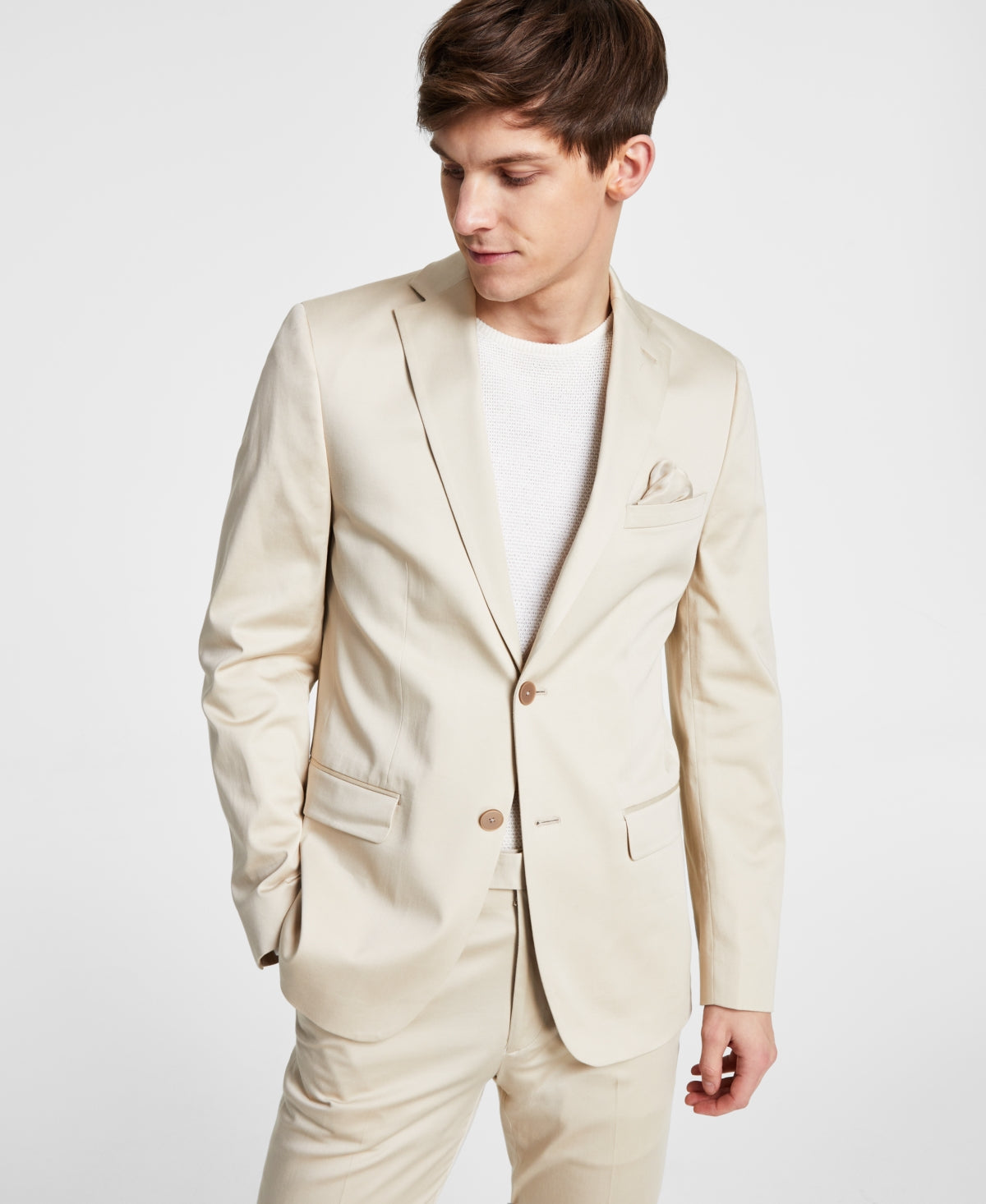 Calvin Klein Mens Slim Fit Cotton Suit Jacket Tan 38S