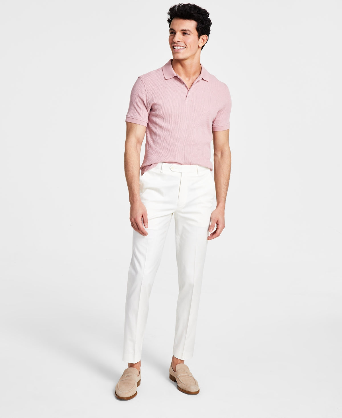 Calvin Klein Mens Slim Fit Cotton Suit Pant White 34 x 32